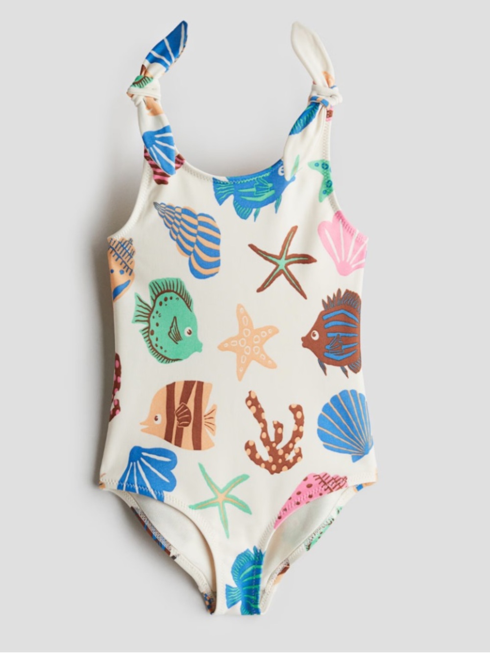 H&M Cream One-Piece Swimsuit with Multicolor Sea Life Print